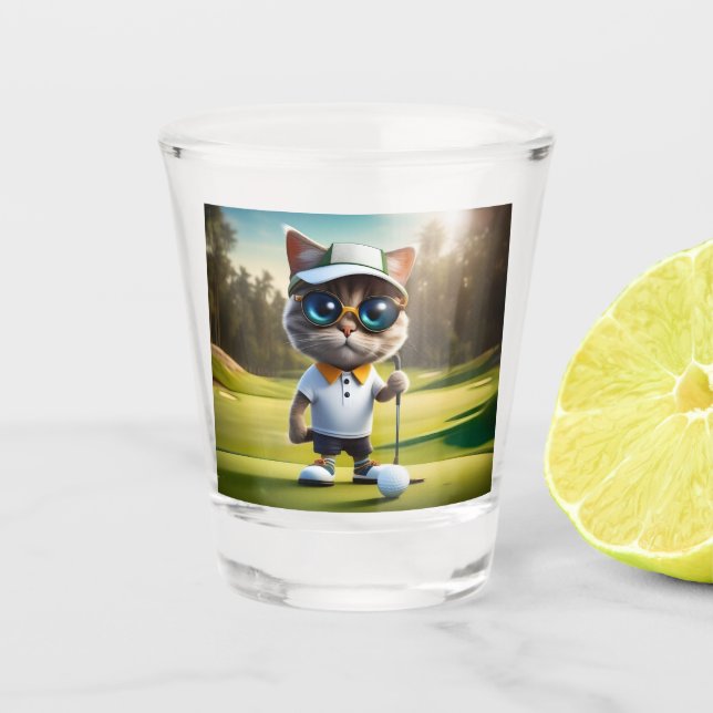 Vaso De Chupito Gracioso jugador de golf animado, (Anverso)