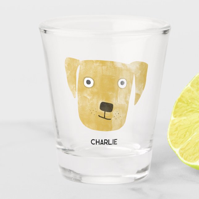 Vaso De Chupito Gracioso perro recuperador de labrador dorado pers (Funny Golden Yellow Labrador Retriever dog personalized custom name shot glass)