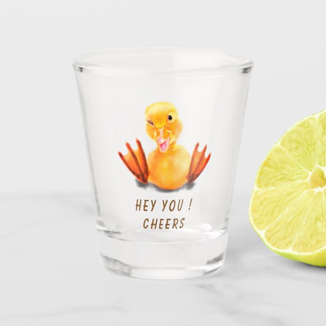 Vaso De Chupito Gracioso Vidrio de Pato - Saludos (Anverso)