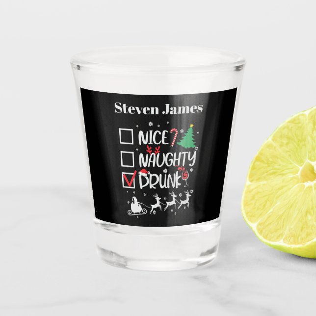 Vaso De Chupito graciosos Navidades borrachos palabra arte fiesta  (Anverso)