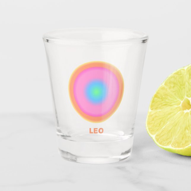 Vaso De Chupito Gradiente de estilo del Rótulo Zodiac Leo (Anverso)