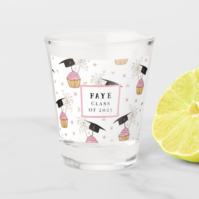 Vaso De Chupito Graduación Cupcake Glass de disparo personalizado (Anverso)