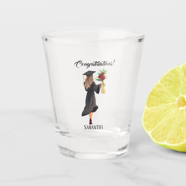 Vaso De Chupito Graduación de acuarela personalizada (Anverso)