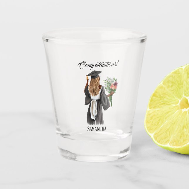 Vaso De Chupito Graduación personalizada de acuarela (13) (Anverso)