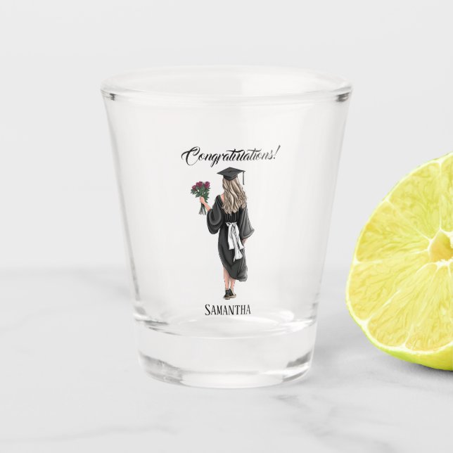 Vaso De Chupito Graduación personalizada de acuarela (3) (Anverso)