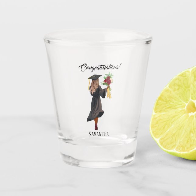 Vaso De Chupito Graduación personalizada de acuarela (5) (Anverso)