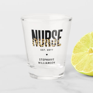Vaso De Chupito Graduación RN de impresión de leopardo de enfermer