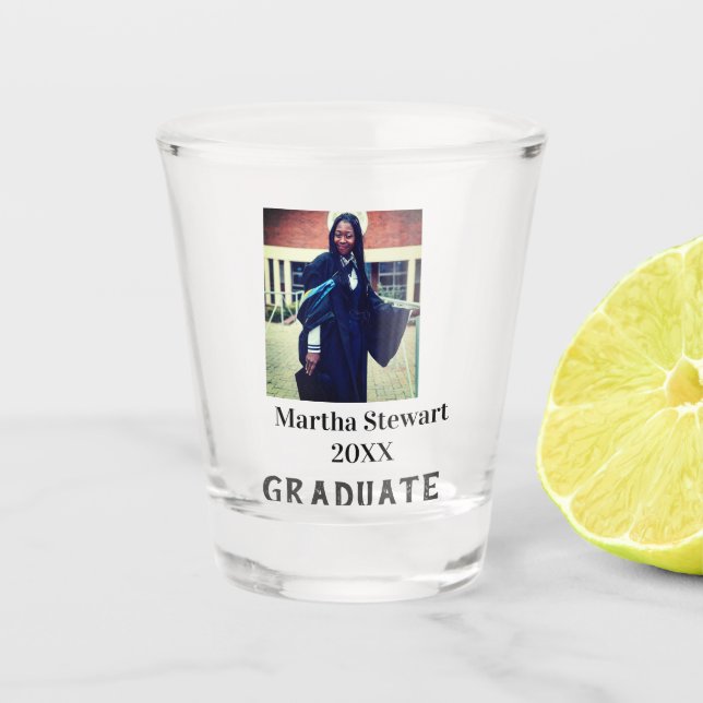 Vaso De Chupito Graduation photo name year class university simple (Anverso)