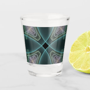 Vaso De Chupito Gráfico de arte fractal geométrico Verde azulado m