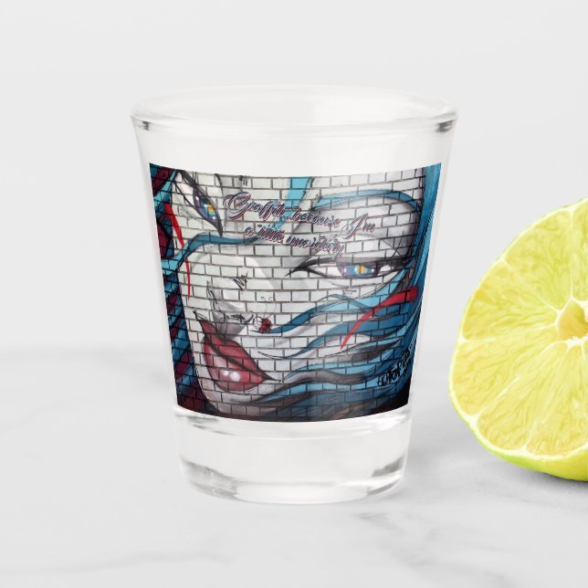 Vaso De Chupito Grafiti de chica asiática  (Anverso)