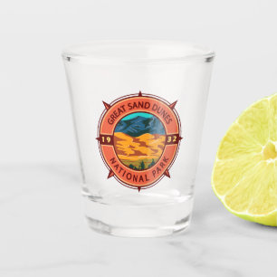 Vaso De Chupito Gran brújula retro del parque nacional de dunas de