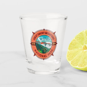 Vaso De Chupito Gran brújula retro del parque nacional de las mont