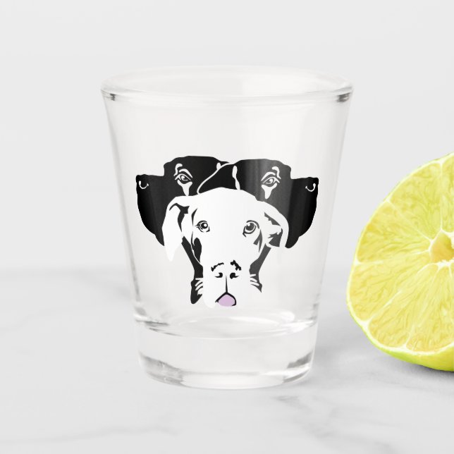 Vaso De Chupito Gran dane cachorro con estrellas de vidrio calient (Anverso)