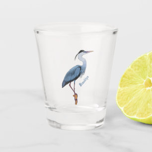 Vaso De Chupito Gran ilustracion personalizado de garza azul