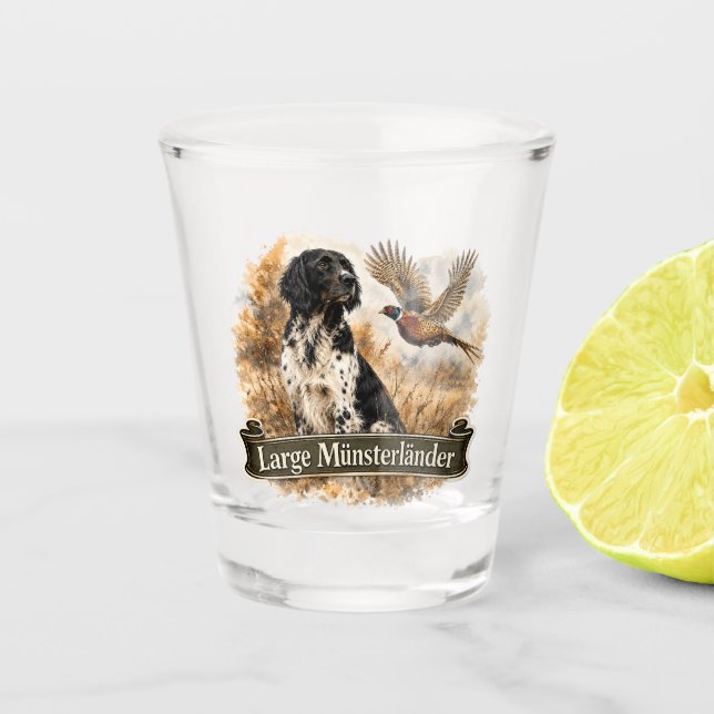 Vaso De Chupito Gran Münsterländer con faisán (Anverso)
