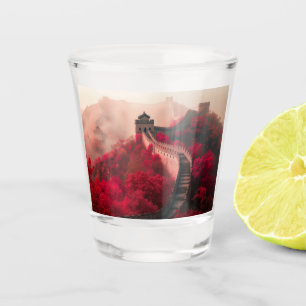 Vaso De Chupito Gran Muralla de China en otoño - Rojo escénico