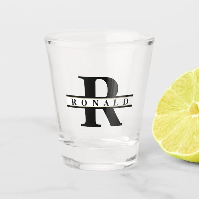 Vaso De Chupito Gran negrita Monograma negro/dorado ID613 (Anverso)
