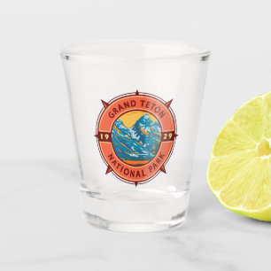 Vaso De Chupito Gran Parque Nacional de Teton Emblema de brújula r