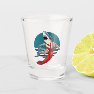 Vaso De Chupito Gran tiburón blanco y calamar gigante