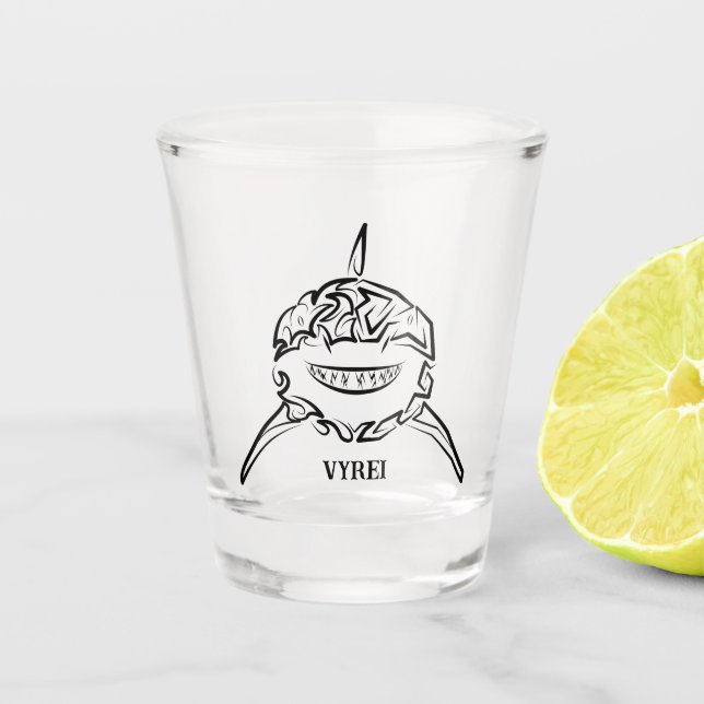 Vaso De Chupito Gran tiburón blanco y negro tribal (Anverso)