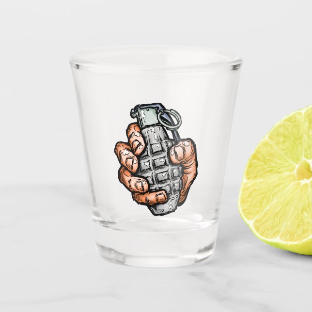 Vaso De Chupito Granada De Mano Al Estilo De Los Comics (Anverso)