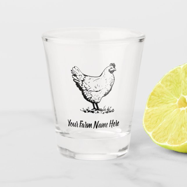 Vaso De Chupito Granja de pollo personalizada (Anverso)