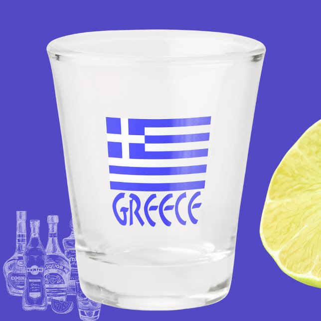 Vaso De Chupito Grecia con bandera griega azul (Subido por el creador)