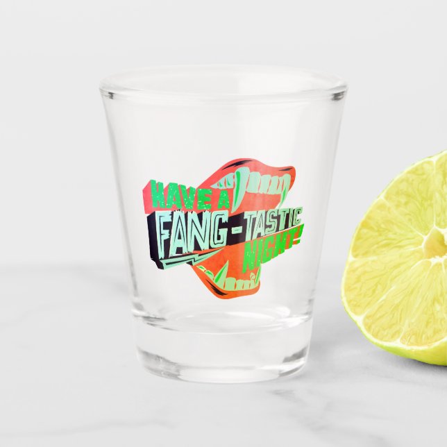 Vaso De Chupito Green Glow Halloween Pun Ten una noche fang-tastic (Anverso)