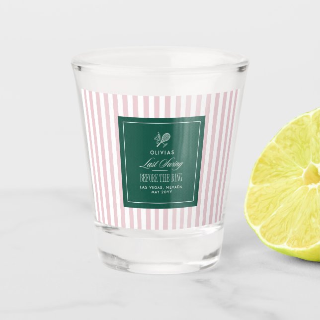 Vaso De Chupito Green pink Tennis Bachelorette elegant modern (Anverso)