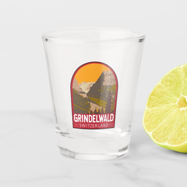 Vaso De Chupito Grindelwald Suiza Viaje al arte (Anverso)