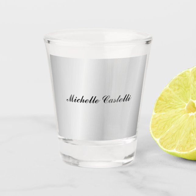 Vaso De Chupito Gris plateado Profesional Único Clásico Simple (Anverso)