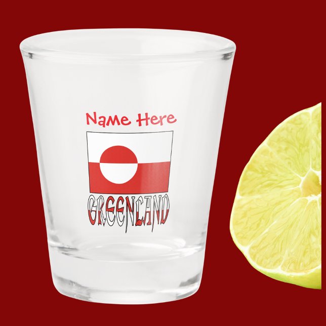 Vaso De Chupito Groenlandia Bandera de Groenlandia Personalización (Shot glass has Greenlander flag with word GREENLAND below in flag colors. Add name above.)