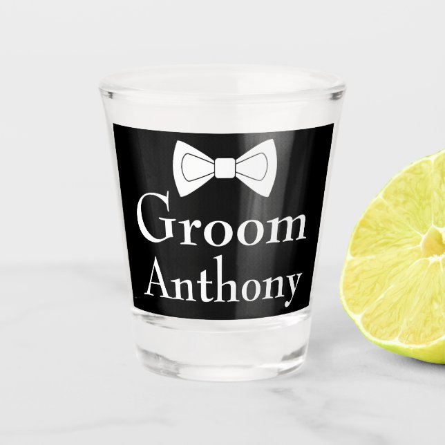 Vaso De Chupito Groom Black and White Custom Name Gifts Boda Sh (Anverso)