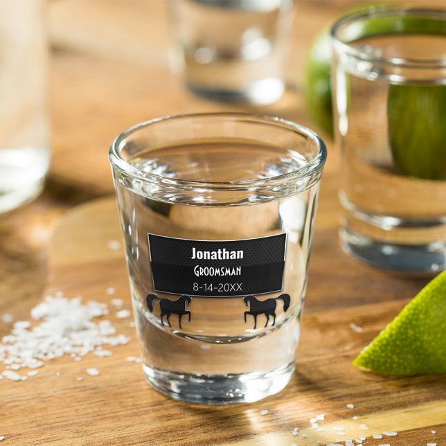 Vaso De Chupito Groomsman Black Metallic Personalizado (Subido por el creador)