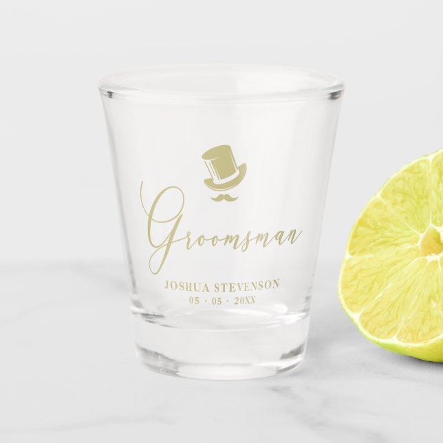 Vaso De Chupito Groomsman Chic Wedding Minimalist (Anverso)