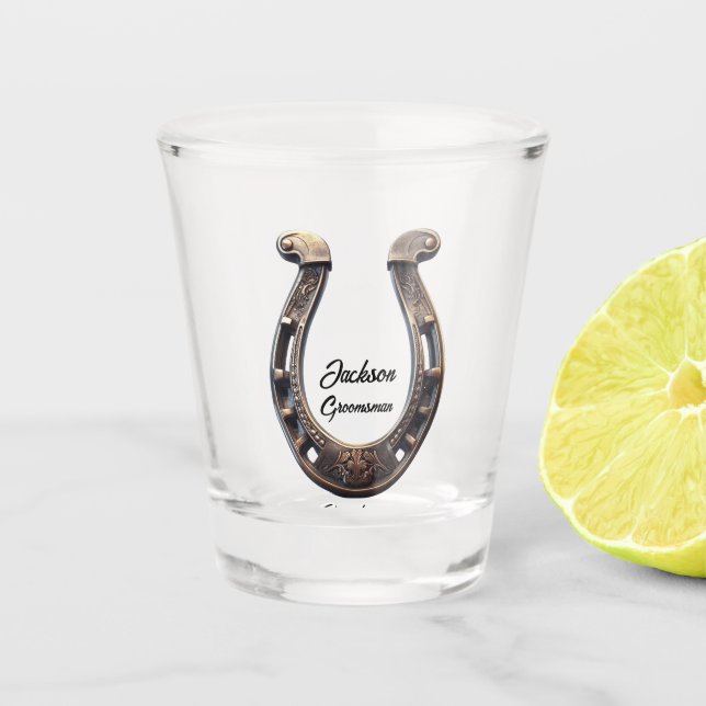 Vaso De Chupito Groomsman Ornate Horseshoe (Anverso)