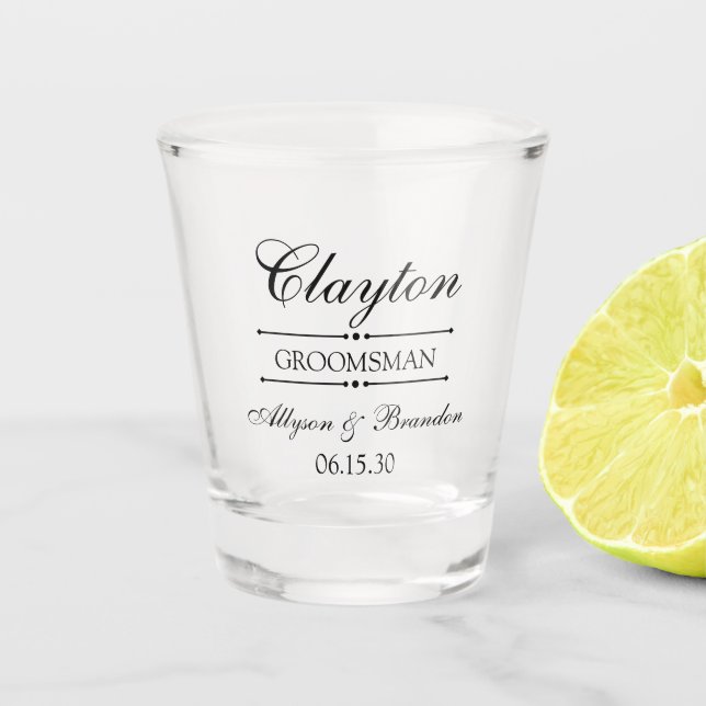 Vaso De Chupito Groomsman personalizado (Anverso)