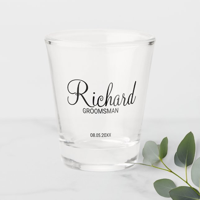 Vaso De Chupito Groomsman personalizado con guión moderno (Subido por el creador)