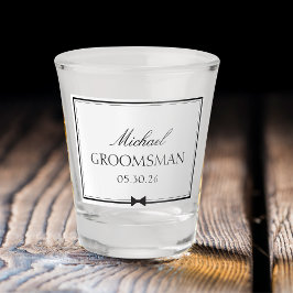 Vaso De Chupito Groomsman simple Bowtie clásico personalizado