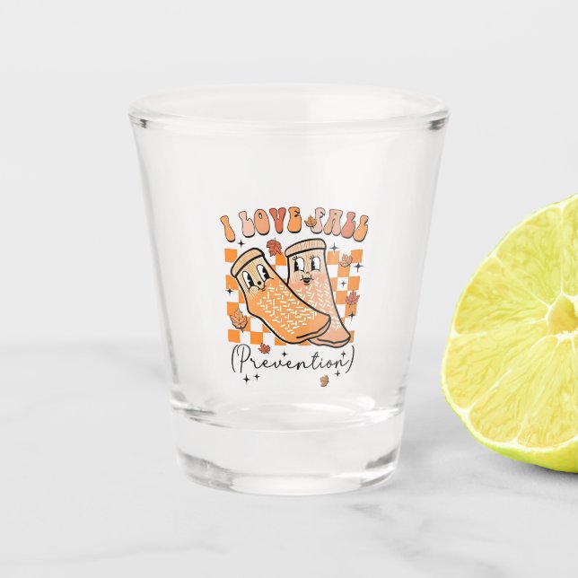 Vaso De Chupito Groovy Retro I Love Fall Prevention Funny (Anverso)