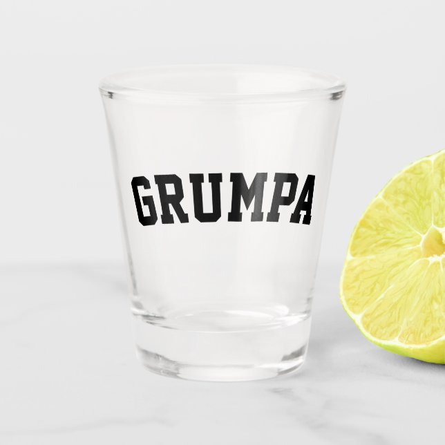 Vaso De Chupito Grumpa Funny Novedad Grumpy Abuelo Gráfico Negro (Anverso)