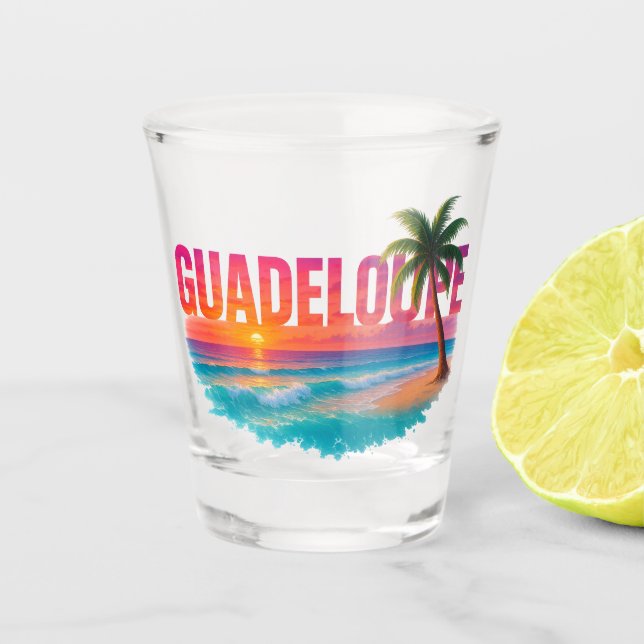 Vaso De Chupito Guadeloupe Coucher de Soleil Tropical  (Anverso)