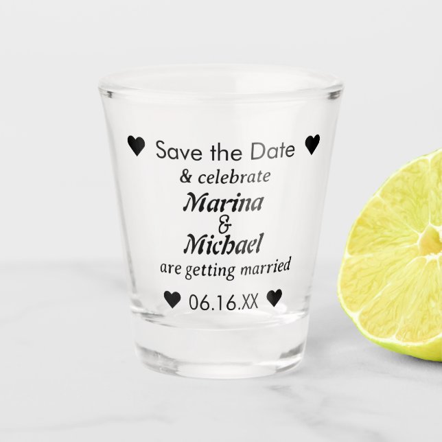 Vaso De Chupito Guardar el Boda personalizado de fecha (Anverso)