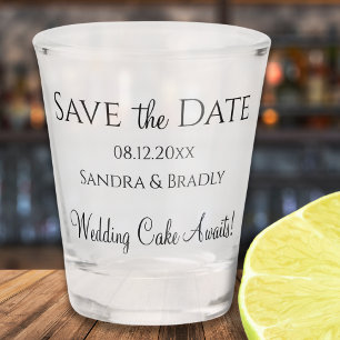 Vaso De Chupito Guardar la fecha divertida de boda tipografía negr