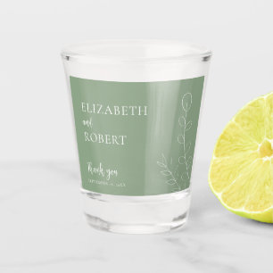 Vaso De Chupito Guión Boda de salvia floral Elegante Minimal Simpl