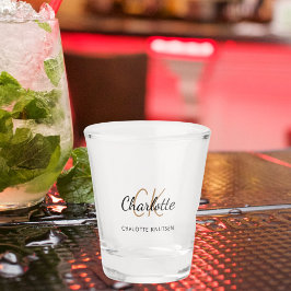 Vaso De Chupito Guión de las iniciales del monograma oro negro