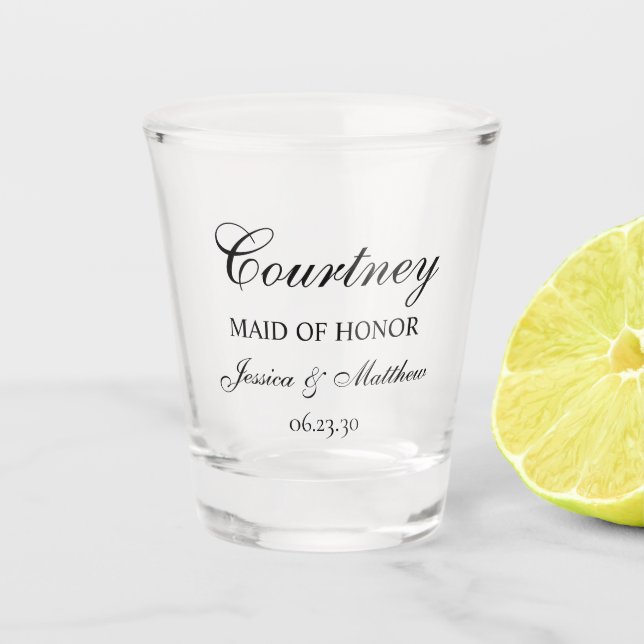 Vaso De Chupito Guion de Matrona de Honor Personalizado (Anverso)