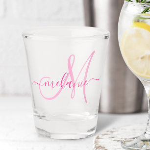 Vaso De Chupito Guión de nombre de monograma personalizado único r