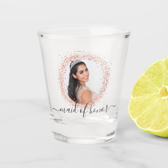 Vaso De Chupito Guión de nombre del purpurina de fotografía de ros (Anverso)