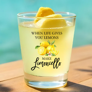 Vaso De Chupito Guión de pincel moderno color de agua Lemons Limon